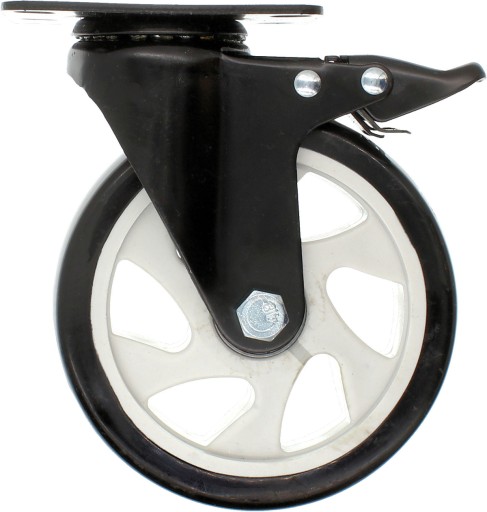Otočné gumené otočné koleso, Brzda 125 mm, Ložisko