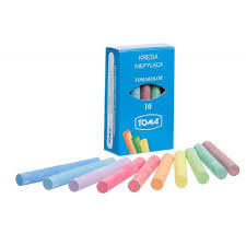 CHALK Okrúhla bezprašná školská krieda, 10 farieb, TOMA