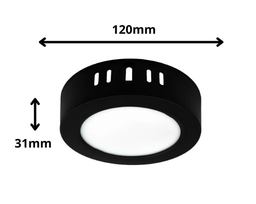 Prisadené stropné svietidlo Plafon LED okrúhle čierne 6W 12cm 4000K