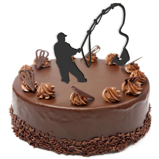 CAKE TOPPER čierna ANGLER vodná RYBA