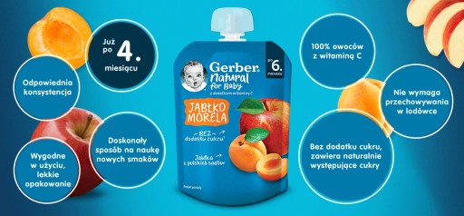 Gerber jablková marhuľová pena po 6 mesiacoch 80g