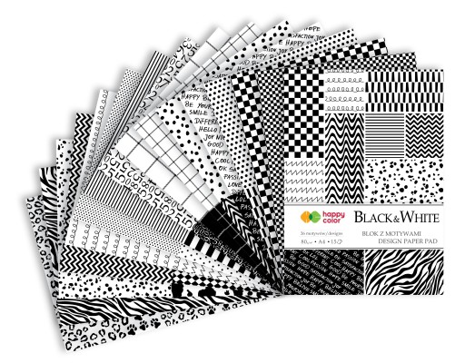Blok s motívmi A4 BLACK&WHITE 80 g/m2 15 listov Happy Color