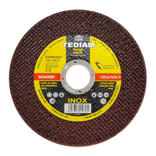 KOTÚČE REZACIE KOVOVÉ INOX 125 x 0,8 PREMIUM