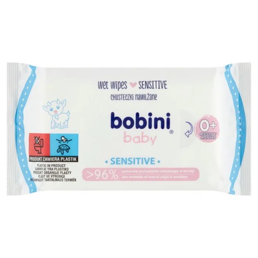 BOBINI SENSITIVE vlhčené obrúsky 0+ mesiacov 60 ks