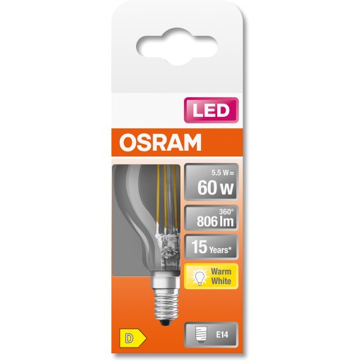 LED žiarovka SMALL BALL E14 5,5W = 60W 2700K OSRAM