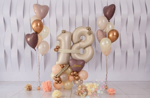 FÓLIOVÝ BALÓN, ČÍSLO 5, KRÉM, Boho KARAMEL, 100CM