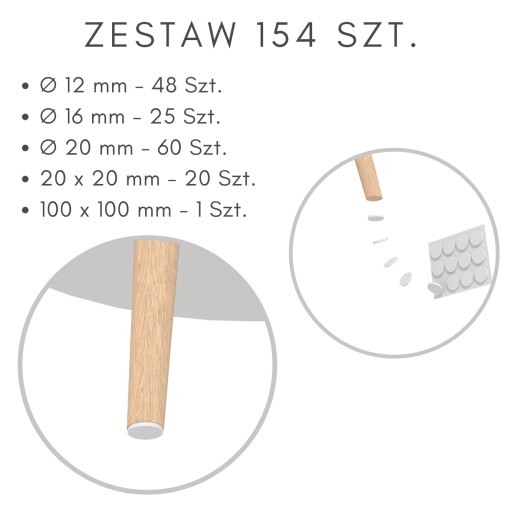Plsťové podložky, plsť na nábytok, sada 154 ks.