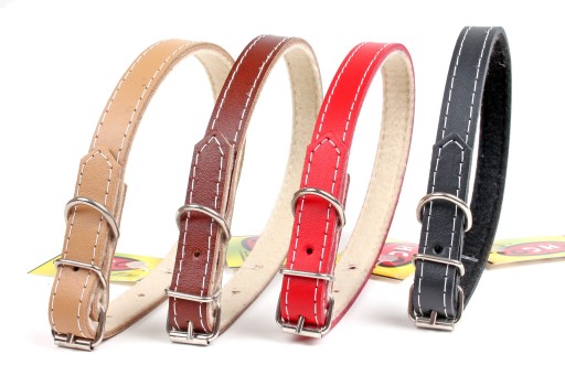 Kožený obojok s filcom psík 20-27cm/10mm Červený