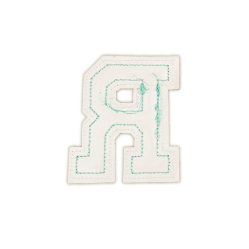 PATCH LETTER R, veľké písmo, azúrovo modré trblietky