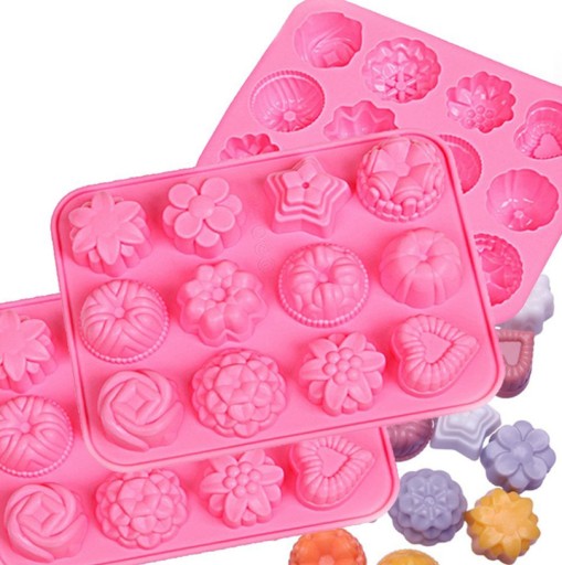 Silikónová forma na mydlo na voskové muffiny 12x mydlo Heart Star MF-102