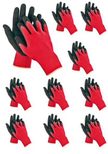 PRACOVNÉ RUKAVICE SILNÉ KRYTÉ LATEXOVÉ R10 10 PÁROV