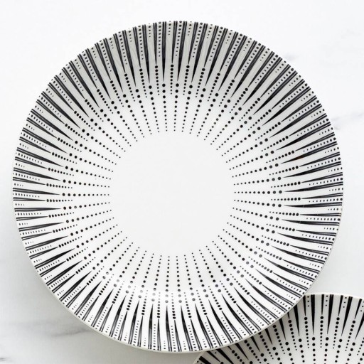 VEČEROVÝ tanier, hlboký, veľký, na polievku, porcelán, biely, čierny, 750 ml
