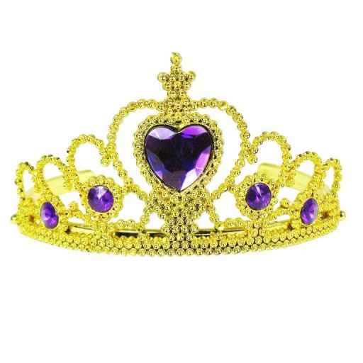 DIADEM TIARA CROWN ZLATÝ NÁPIS S FIALOVOU