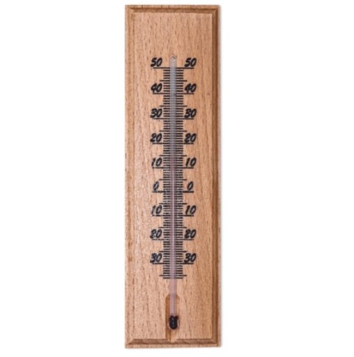 Nástenný izbový teplomer, hnedý, 45x150 mm