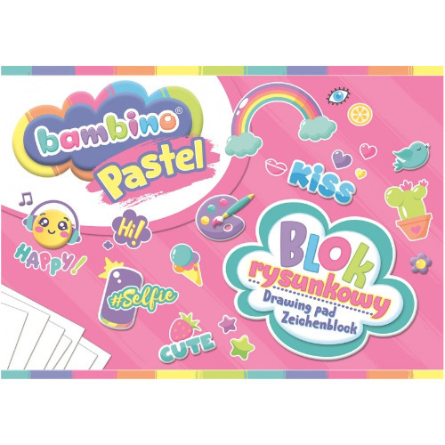 A4 20k kresliaci blok, biely pastel Bambino