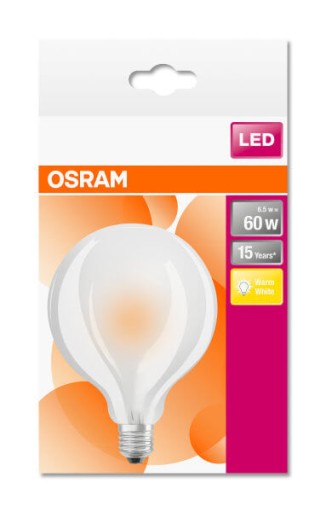 LED guľôčková žiarovka 6,5W 60W E27 2700K 806lm Osram