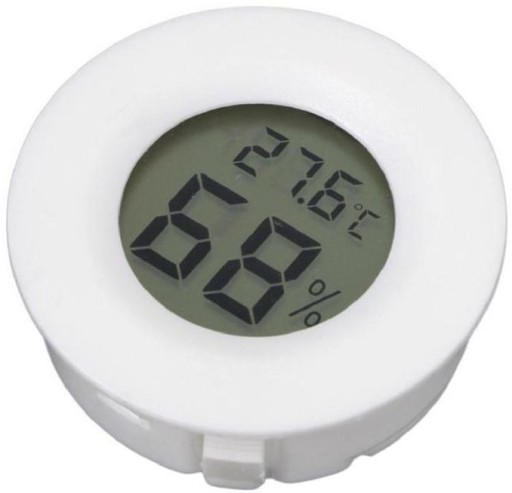 LCD teplomer - rozsah vlhkomeru od -50°C do +110°C, okrúhly, biely, AG195D