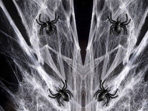 Pavučina s 12 pavúkmi Halloweenska dekorácia