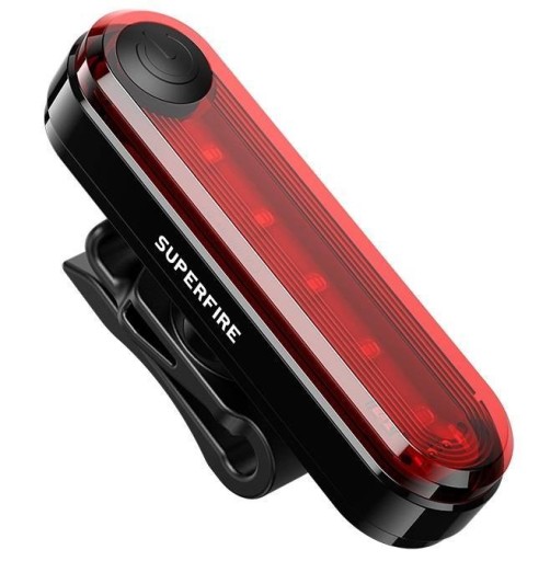 SUPERFIRE ZADNÁ BICYKLE LAMPA LED USB 230MAH ODOLNÉ 4 REŽIMY