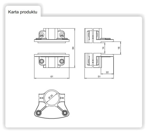 KONEKTOR, JEDNOSTRANNÝ PLOŠNÝ DRŽÁK PRE CHROMOVÚ RÚRU R-61/C AMIX