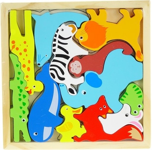 DREVENÉ BLOKY PUZZLE VZORY PUZZLE MONTESSORI