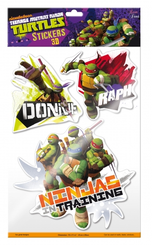 TEENAGE NINJA TURTLES dekorácia na stenu pre deti 3D NÁLEPKY NA STENU