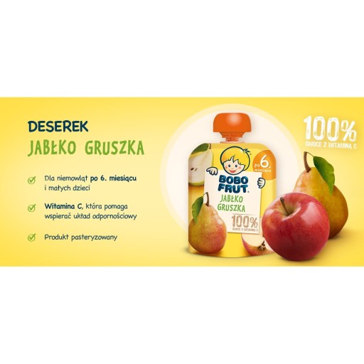 Bobo Frut Jablko Hruška Dessert Mousse po 6 mesiacoch 90 g