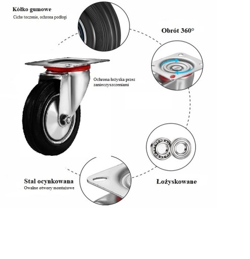 Otočné kolesá ku kočíku, gumené 100mm, samonastavovacie