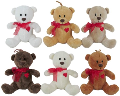 Maskot srdiečko medvedík 6 farieb - 13cm VALENTÍN