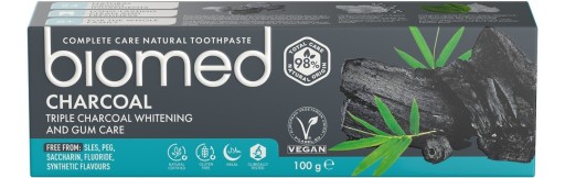 Zubná pasta BIOMED CHARCOAL - trojitý bieliaci systém, 100 g