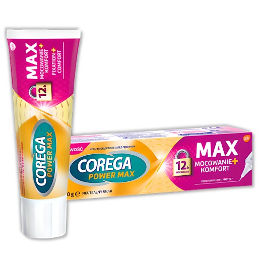 Fixačný krém na zubnú protézu Corega Power Max Fixation + Comfort, neutrálny 40g