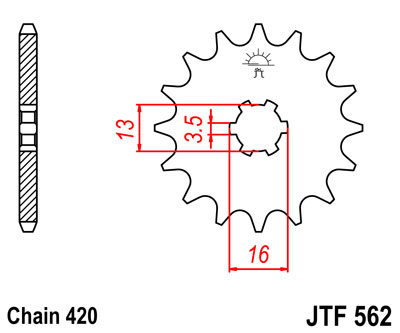 Predné ozubené koleso JT JTF562.09 9z, veľkosť 420
