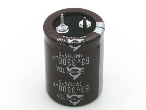 KONDENZÁTOR 3300uF / 63V 25,4x35mm 105*C - DLHÁ ŽIVOTNOSŤ - SAMYOUNG HQ - 1 KS.