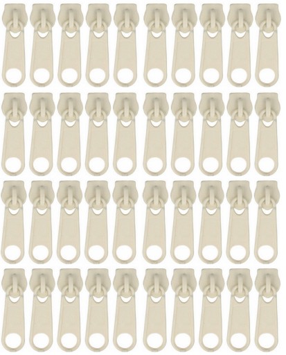5mm Zipsy NA Zips PÁSKY ZÁMOK STROJ ECRU SLIDER - 40 ks