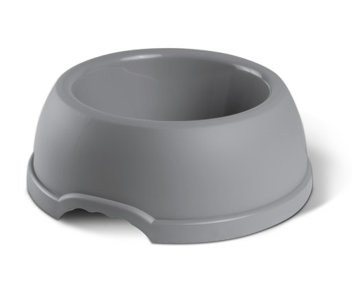 Plastová miska pre psov S, 0,38L, šedá, priem 17 cm,