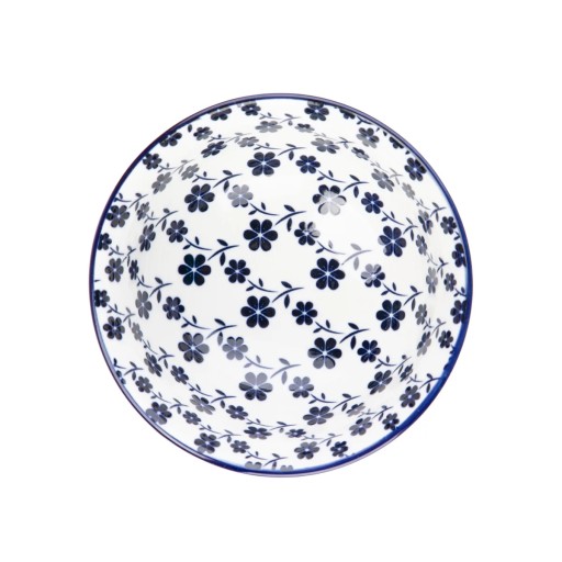 Miska NAVIA, námornícka modrá s kvetmi, 12 cm, HOMLA
