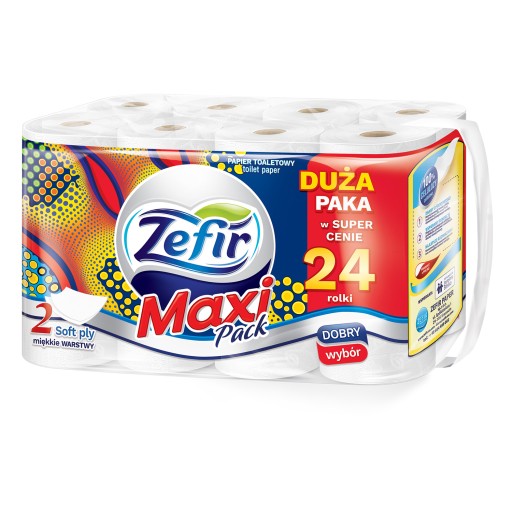 Toaletný papier ZEFIR Maxi SOFT VEĽKÉ EKONOMICKÉ BALENIE 24 VALCOV CELULÓZOVÉ