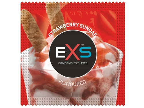 EXS STRAWBERRY klasické kondómy s jahodovou príchuťou, sada 25 ks.