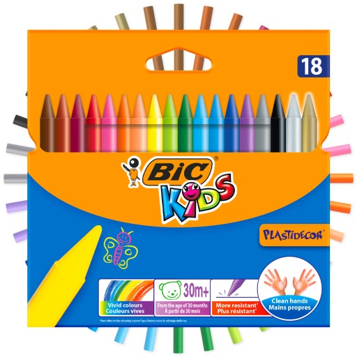 BIC KIDS PLASTIDEKOROVÉ PASTIELKY PRE DETI ODOLNÉ 18 FARIEB