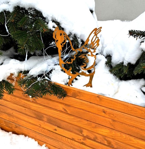 Kovová sliepka 8 Dekorácia Záhradná dekorácia Zvieracia hrdza Corten Effect