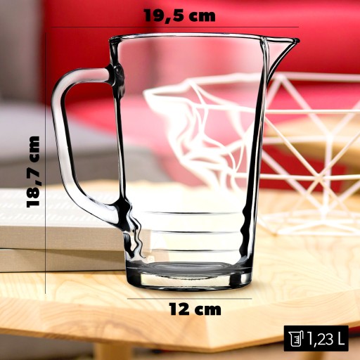 SKLENENÝ džbán KARAFA NA VODU LIMONÁDA NA VODNÉ NÁPOJE 1,23L