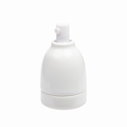 Keramická objímka pre žiarovku E27, biela