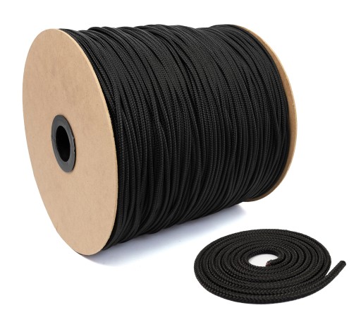 POLYPROPYLÉNOVÉ LANO Splietané lano čierne Silné 6mm 20M