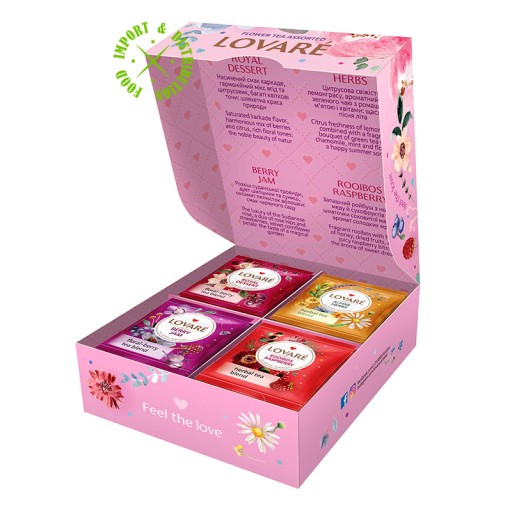 Darčeková súprava kvetinových čajov Lovare Assorted Flower, 4 príchute, 32 vrecúšok