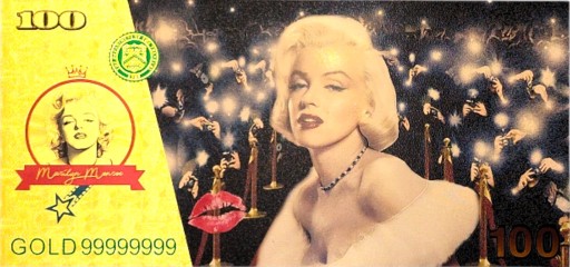 MARYLIN MONROE Pozlátená zberateľská bankovka