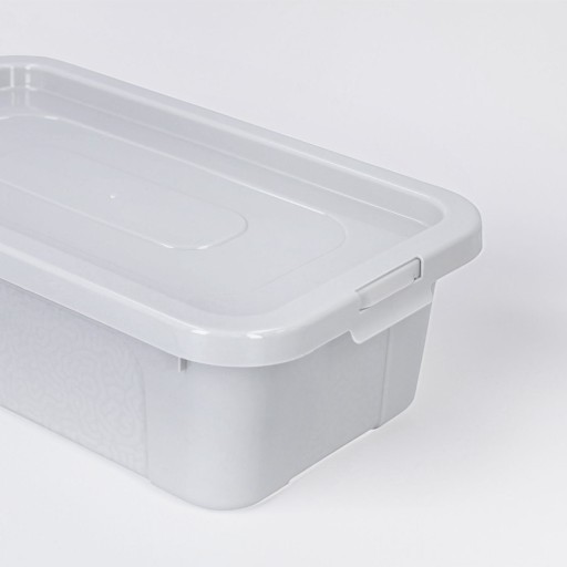 Organizér, plastová nádoba s vrchnákom, 4,5l box, svetlo šedá