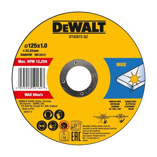 INOX oceľový kovový kotúč 125x1mm DeWALT DT43972-QZ