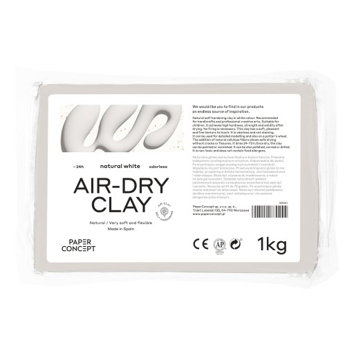 Samotvrdnúca hlina Air-Dry Clay - PaperConcept - Natural White, 1 kg