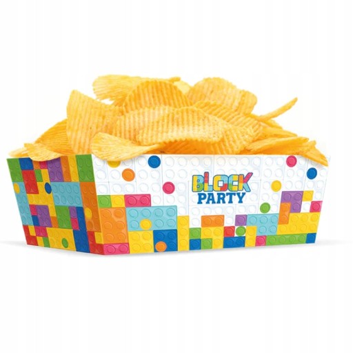 papierové taniere, narodeninové bloky, 6 LEGO dielikov