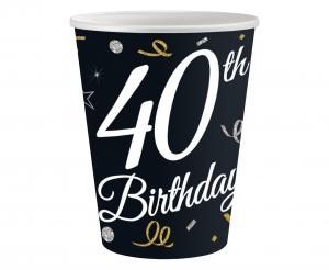 Papierové poháriky 40 Narodeniny 40 Narodeniny 200 ml 6 kusov TREBA dokončiť